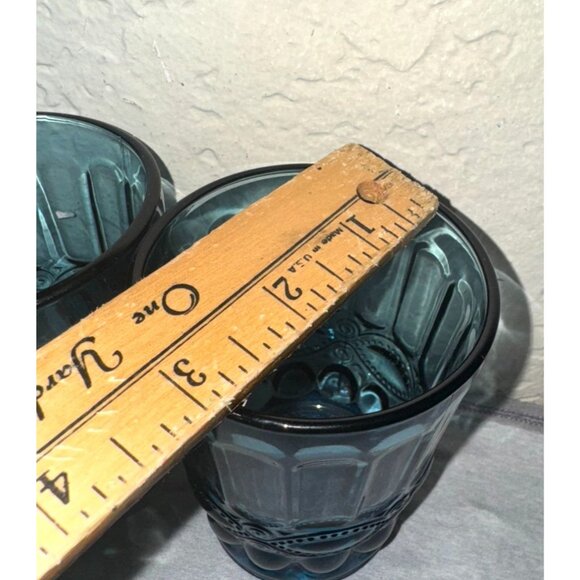 Set Of 4 World Market Blue Embossed Glass Tumblers - Picture 3 of 5